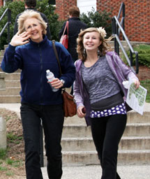 A Class of 2016 student and relative visit campus for Lasell Day 2012.