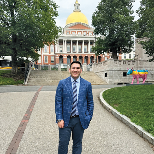 Michael Woo '23 at the Massachusetts State House
