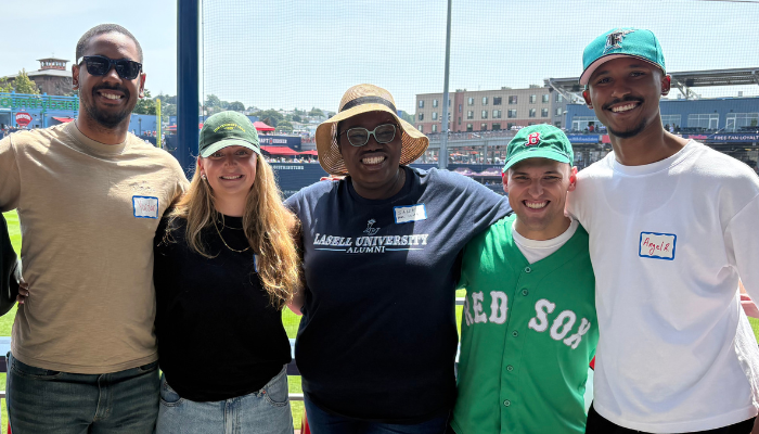 Lasell community members at a Worcester Red Sox game