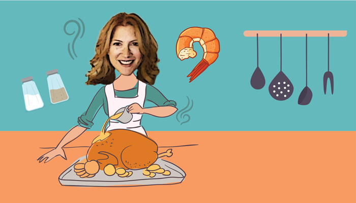 Cartoon of Gail Jauregui cooking