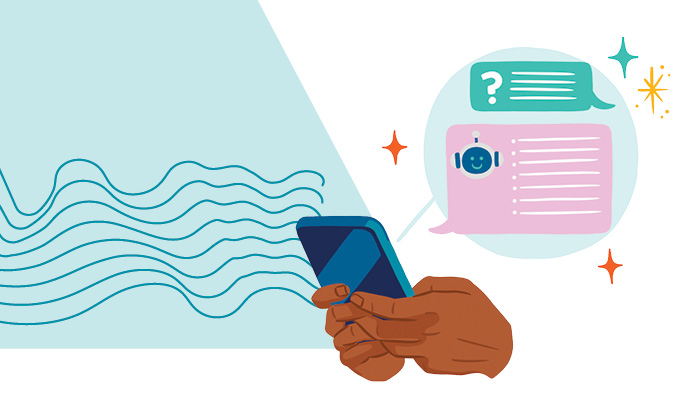 Image of hands texting and receiving information