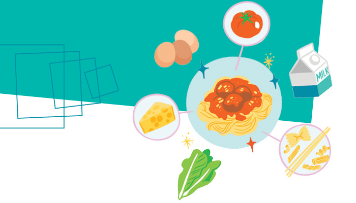 Illustration of dinner ingredients 