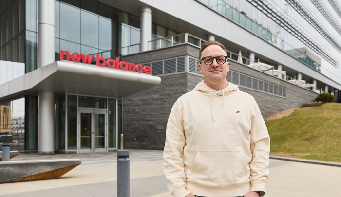 Jimmy Martin '03 in front of New Balance headquarters
