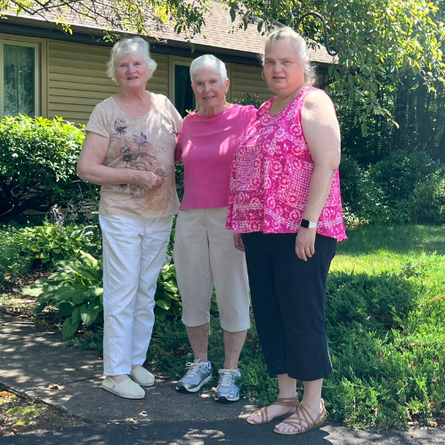 Ruth Ghia '64 with her daughter (right) and Joan Keefe Feloney '64 (center)