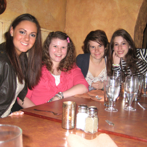 Aly Bermudez '14 (left) with Lasell classmates