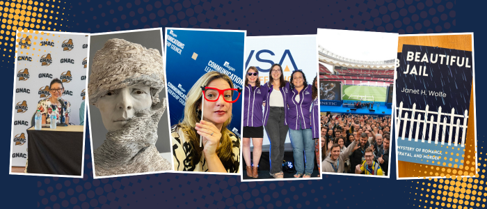 Faculty and staff from Lasell University engaged in milestone activities. Descriptions in text below. 