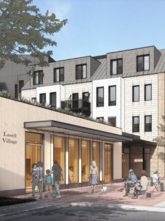 Rendering of McGuire Hall at Lasell Village (courtesy DiMella Shaffer)