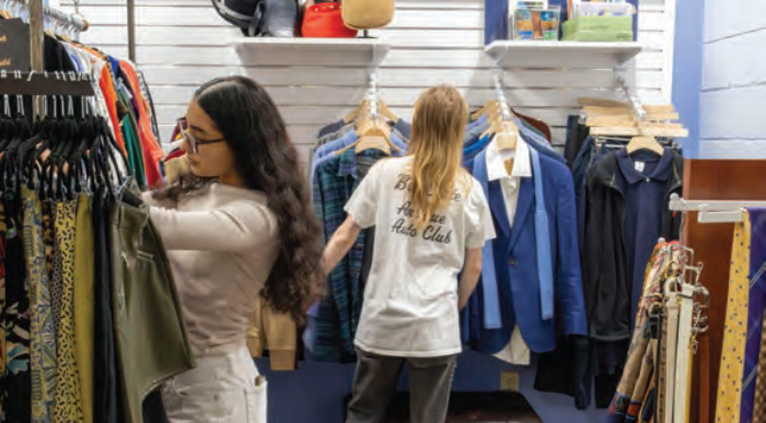 Students work at Lasell Fashion Thrift (photo by Daisy Gaikwad)