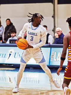 Marcus Lewis '25 plays for Lasell MBB