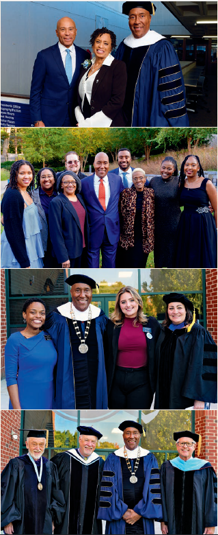 Photos of Eric M. Turner with family, faculty, and staff