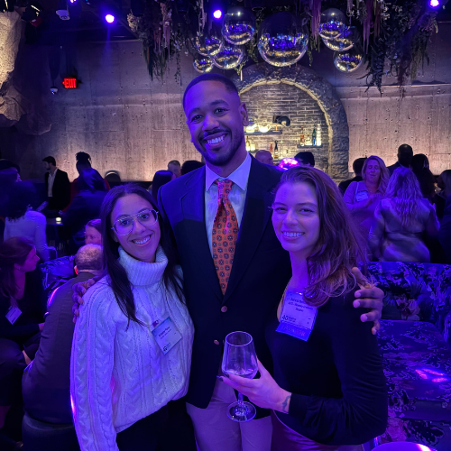 Yordan Villalon '17 with Brittany Rose '19 and Jenna Bencivenga '18