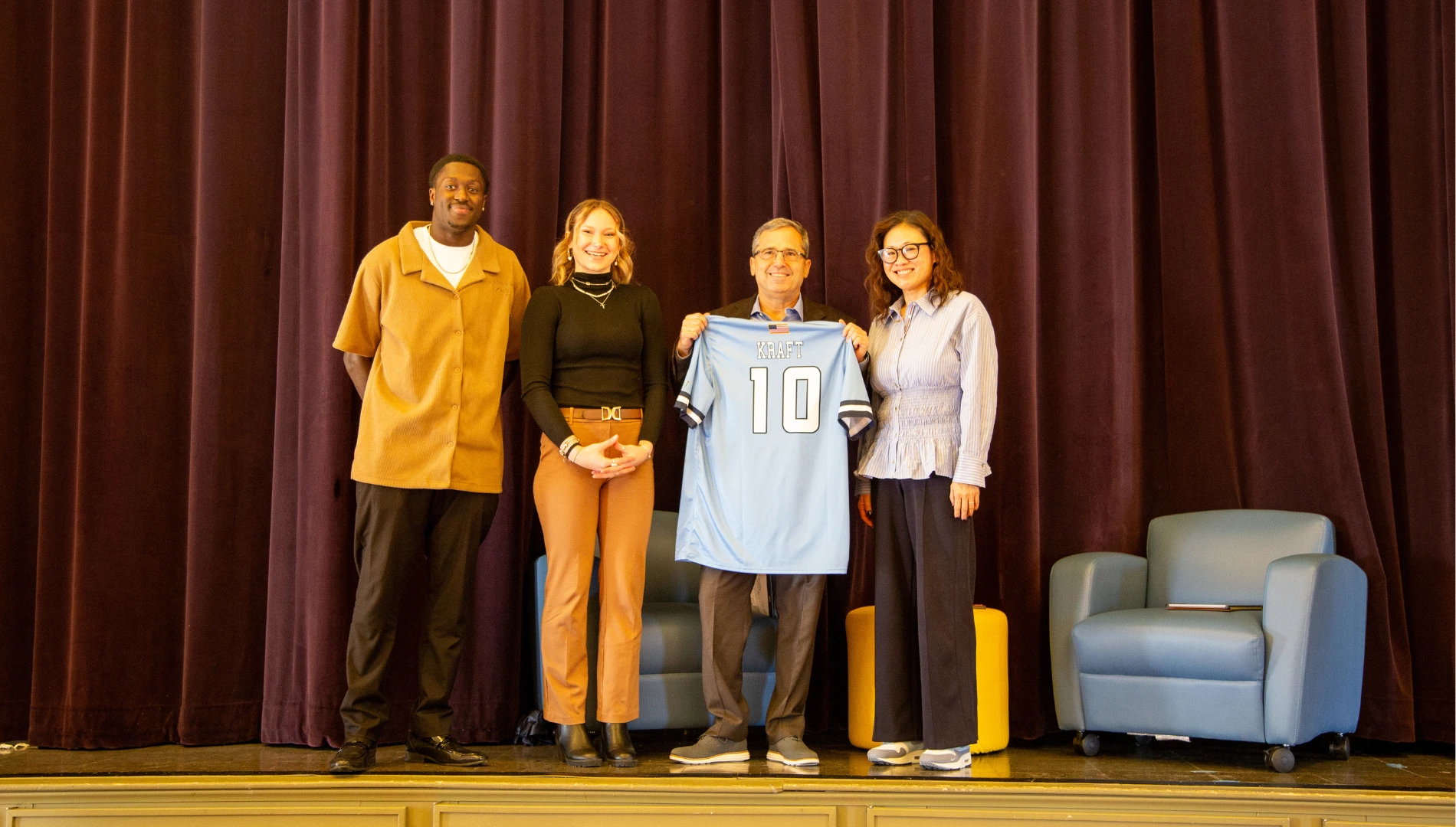 Josh Kraft speaks at Lasell Longe School of Business Day