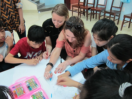 lasell student teaching class in Vietnam