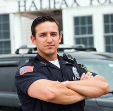 police officer with arms crossed